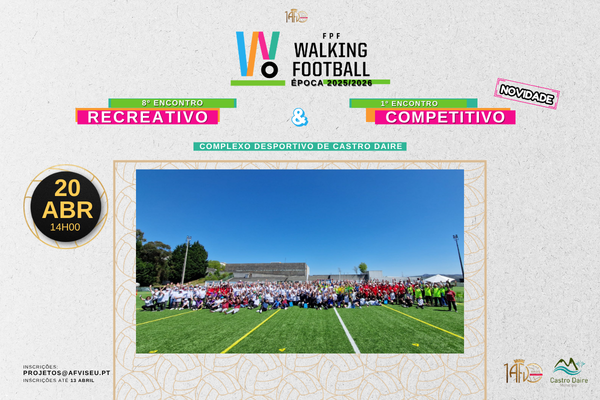 Inscrições abertas para o 8.º Encontro Distrital de Walking Football da época 2025/2026